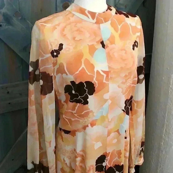 1970s Vintage Psychedelic Floral Maxi Dress Size Medium Large - Picture 7 of 7